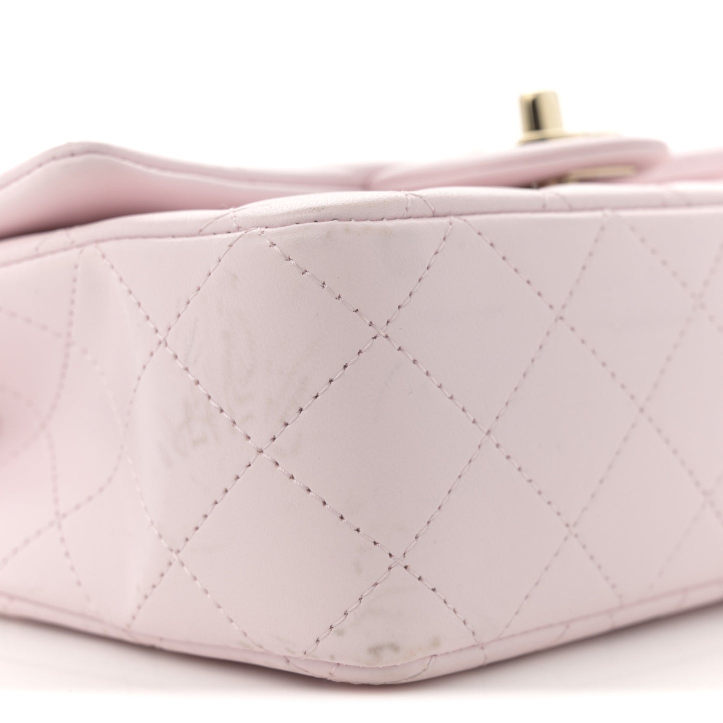 Lambskin Quilted Mini Top Handle Rectangular Flap Light Pink