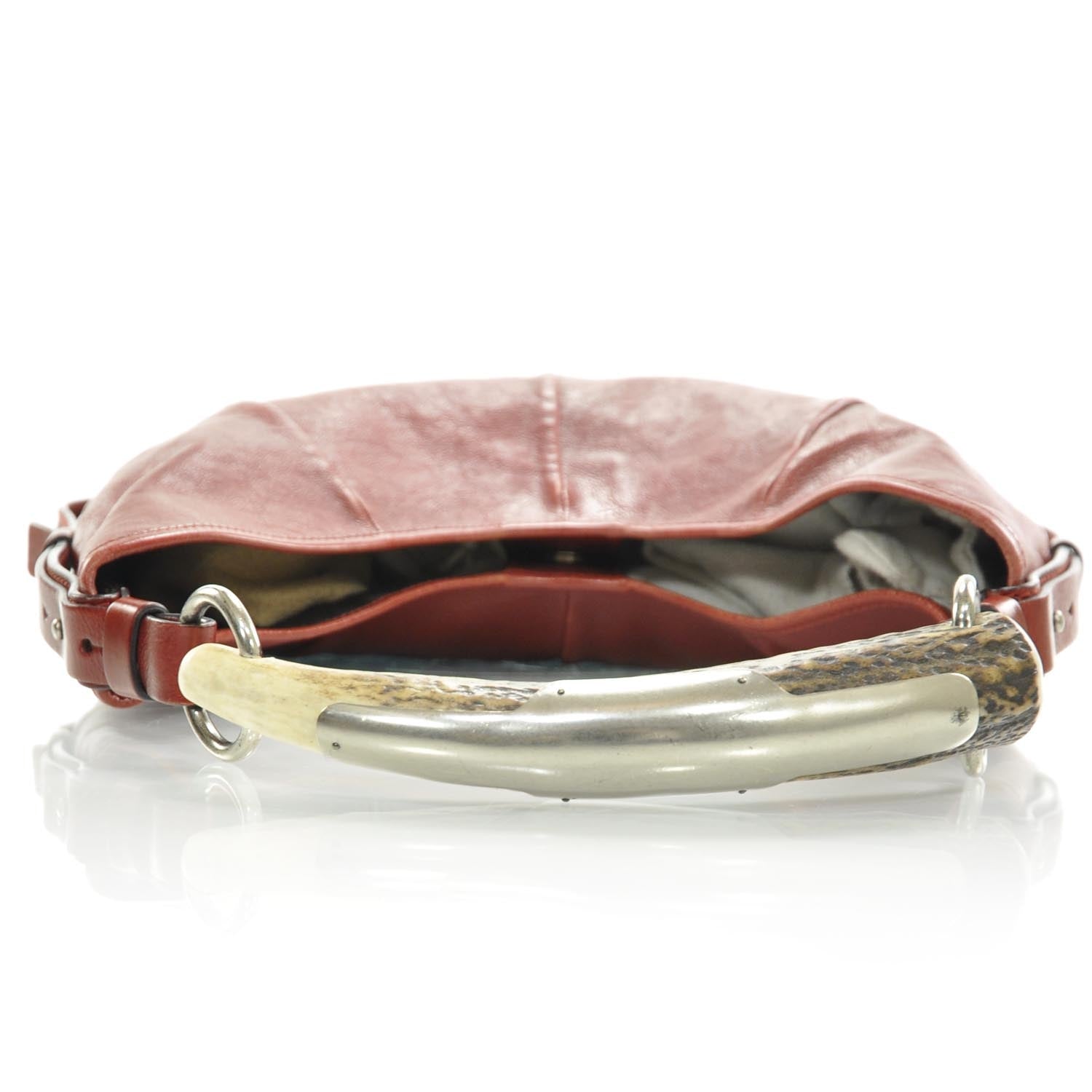 Saint Laurent Leather Mombasa Horn Bag Red 5 of 9