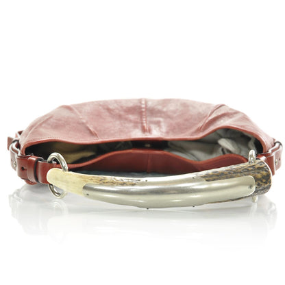 Saint Laurent Leather Mombasa Horn Bag Red 5 of 9