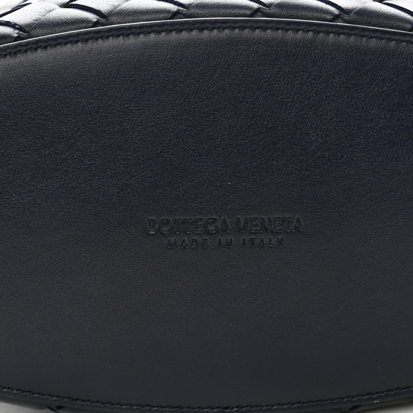 Nappa Intrecciato Medium Knot Bucket Bag Navy Blue