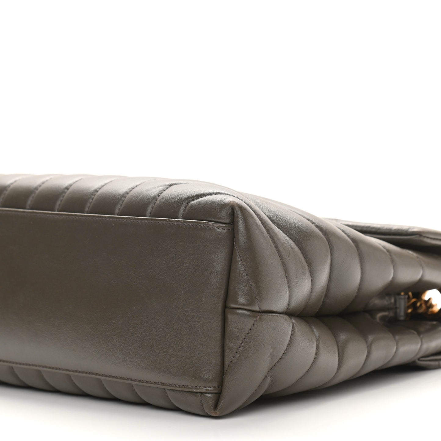 Calfskin Y Quilted Monogram Medium Loulou Chain Satchel Dark Khaki