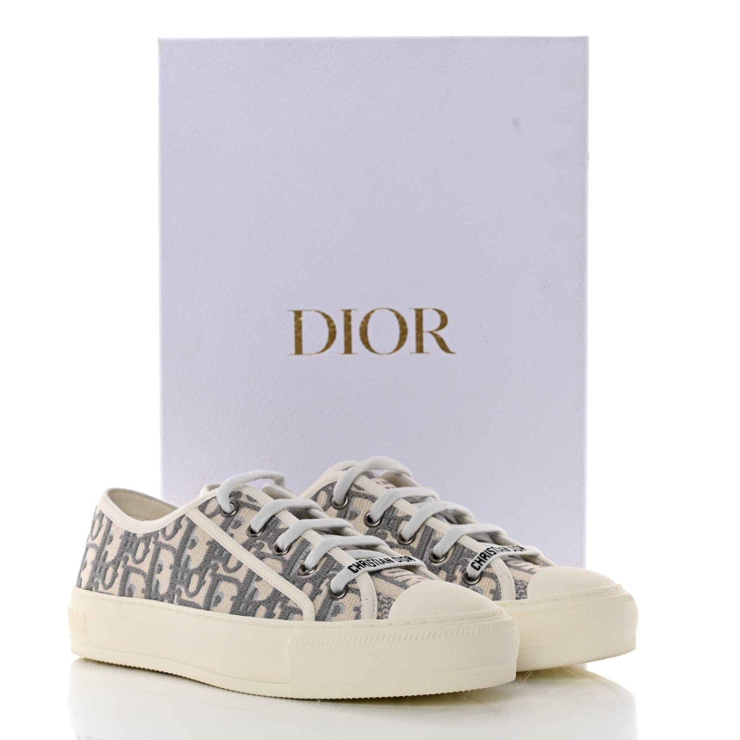 Christian Dior Canvas Oblique Walk'N'Dior Low Top Sneakers 37 Grey Stone 9 of 9