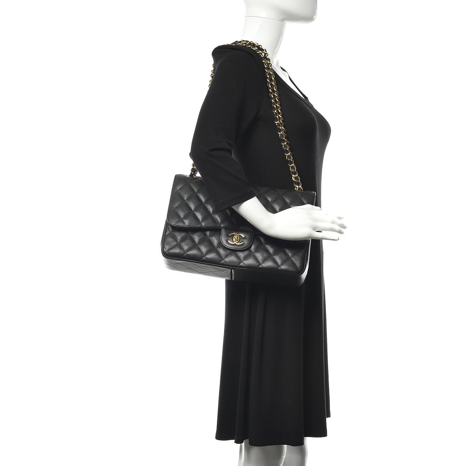 Chanel Caviar Quilted Jumbo Double Flap Black 2 of 11