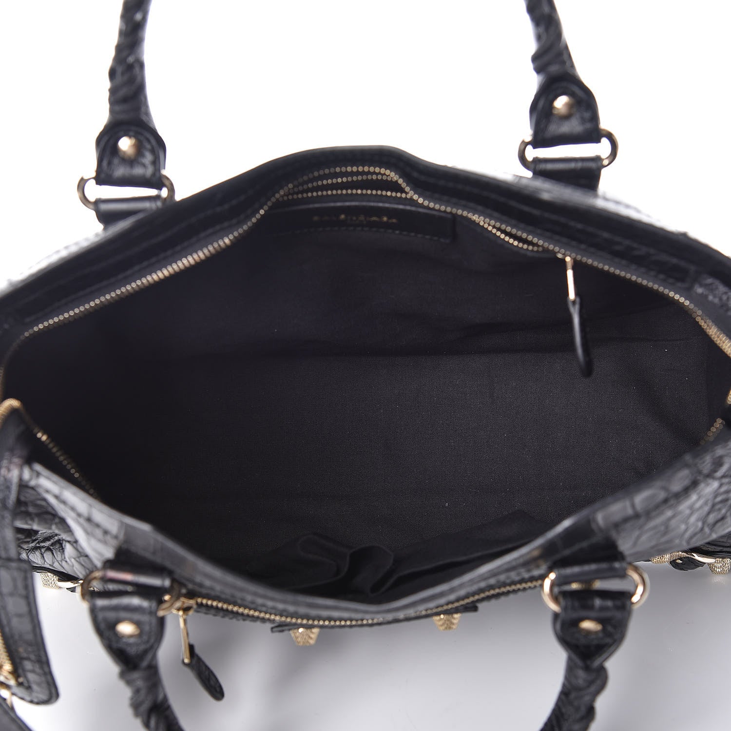 Balenciaga Calfskin Crocodile Embossed Giant 12 Gold Hardware City Black 5 of 9