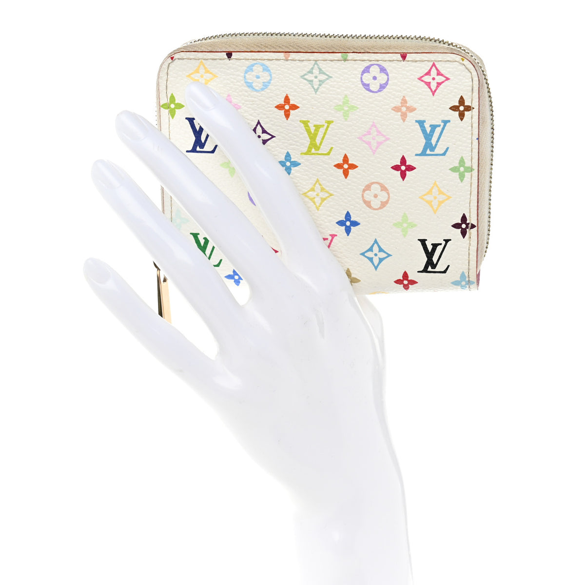 Monogram Multicolor Zippy Coin Purse Wallet White Litchi