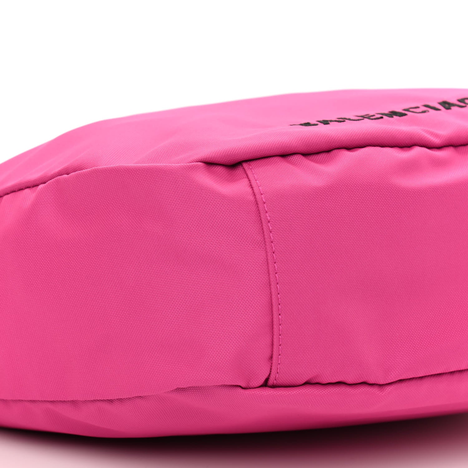 Balenciaga Recycled Sport Nylon Logo Embroidered Large Wheel Sling Bag Fluo Pink Black 9 of 10