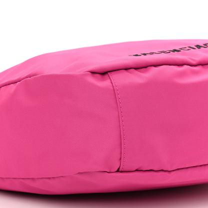Balenciaga Recycled Sport Nylon Logo Embroidered Large Wheel Sling Bag Fluo Pink Black 9 of 10