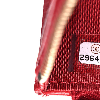 Chanel Caviar Camellia Embossed Classic Flat Wallet Pouch Red 7 of 9