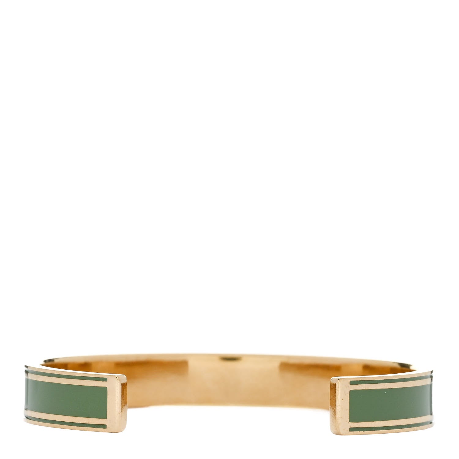 Christian Dior Metal Enamel Code Bangle Bracelet Light Green Gold 3 of 4