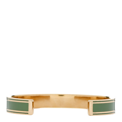 Christian Dior Metal Enamel Code Bangle Bracelet Light Green Gold 3 of 4