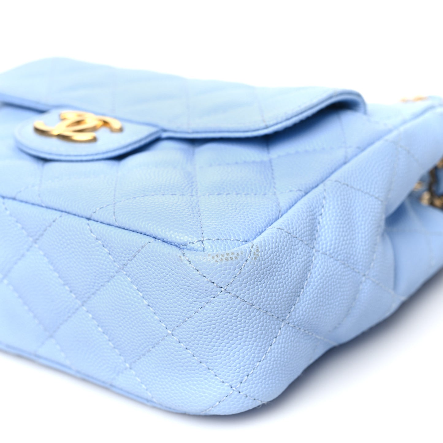Caviar Quilted Small Wavy CC Hobo Light Blue