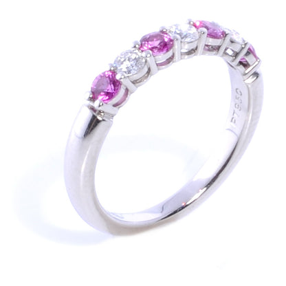 Tiffany Platinum Diamond Pink Sapphire 3mm Ring 6 4 of 7