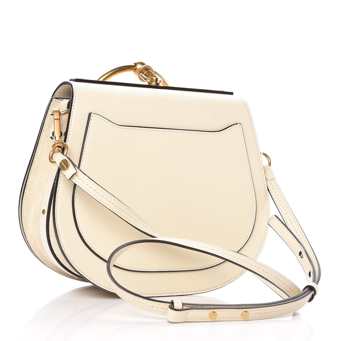Calfskin Suede Medium Nile Bracelet Bag Off White
