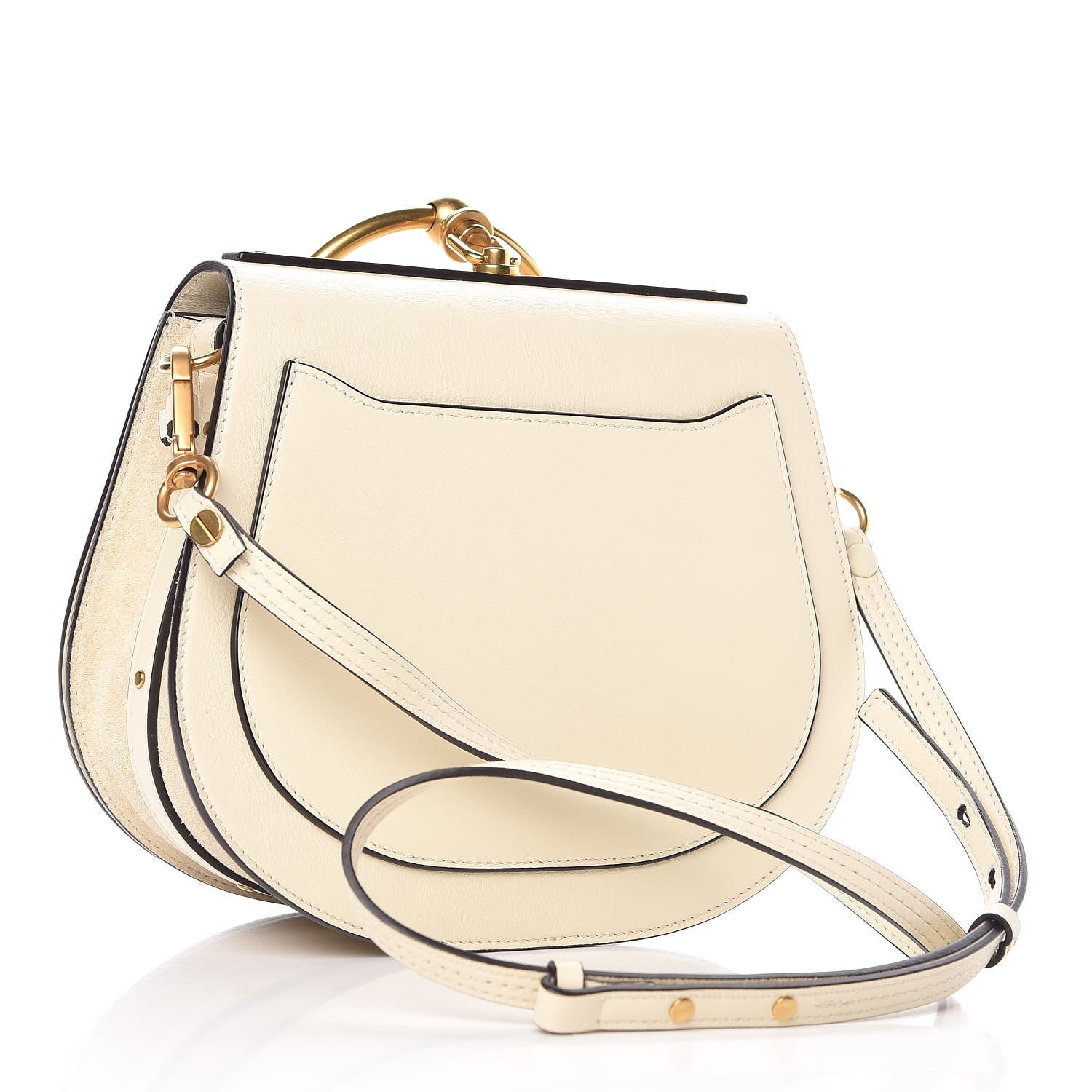 Chloe Calfskin Suede Medium Nile Bracelet Bag Off White 4 of 9