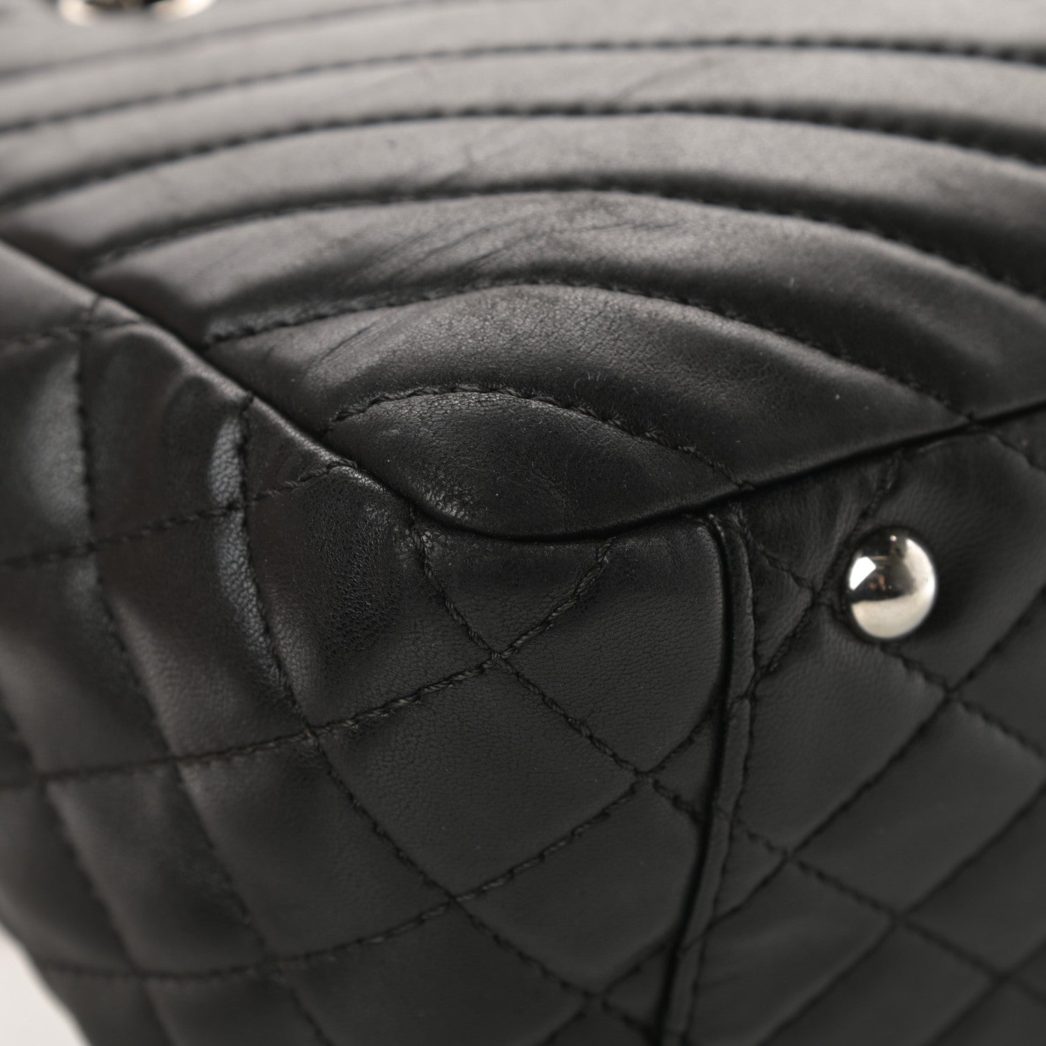 Chanel Lambskin Chevron Quilted Shoulder Bag Black 12 of 14