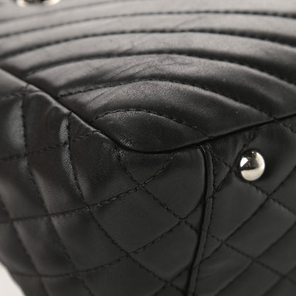 Chanel Lambskin Chevron Quilted Shoulder Bag Black 12 of 14