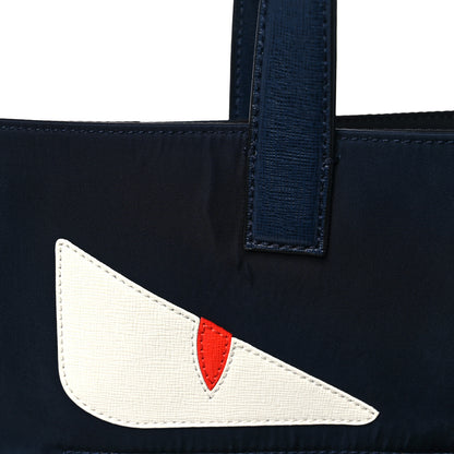 Fendi Nylon Vitello Elite Monster Eyes Tote Blue Scuro White Multicolor 15 of 19