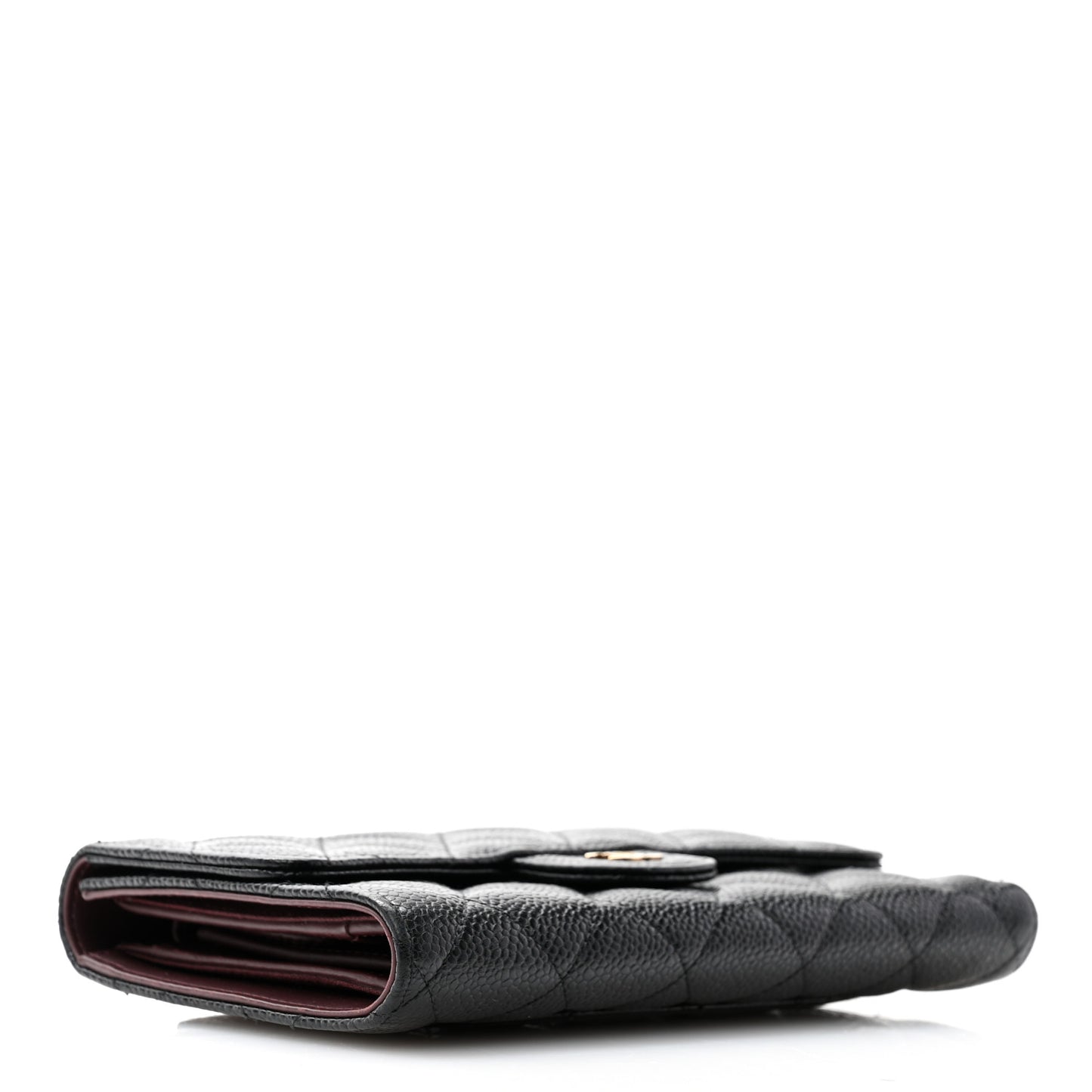 Caviar Quilted Large Flap Wallet Black