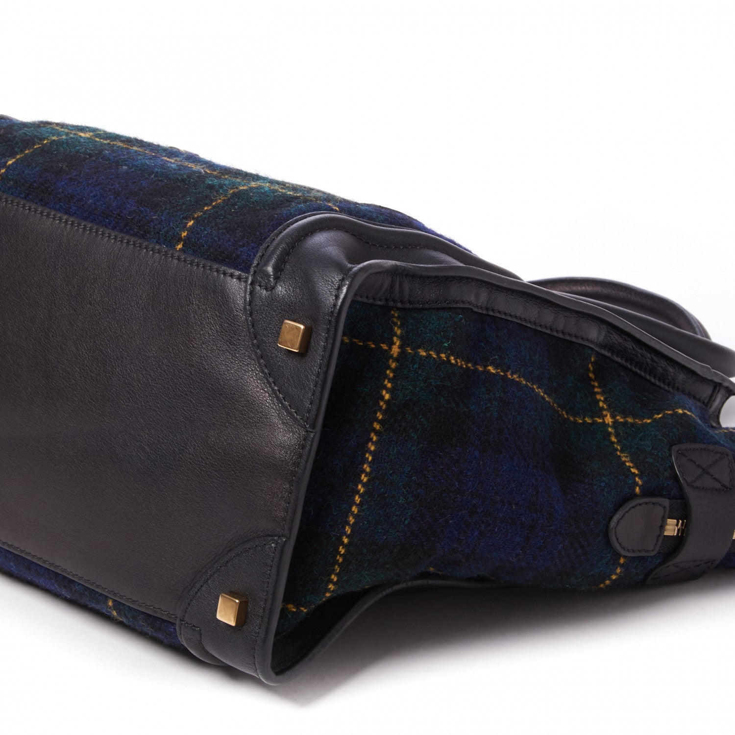 Celine Smooth Calfskin Tweed Tartan Mini Luggage Midnight 5 of 9