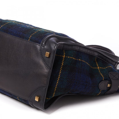 Celine Smooth Calfskin Tweed Tartan Mini Luggage Midnight 5 of 9