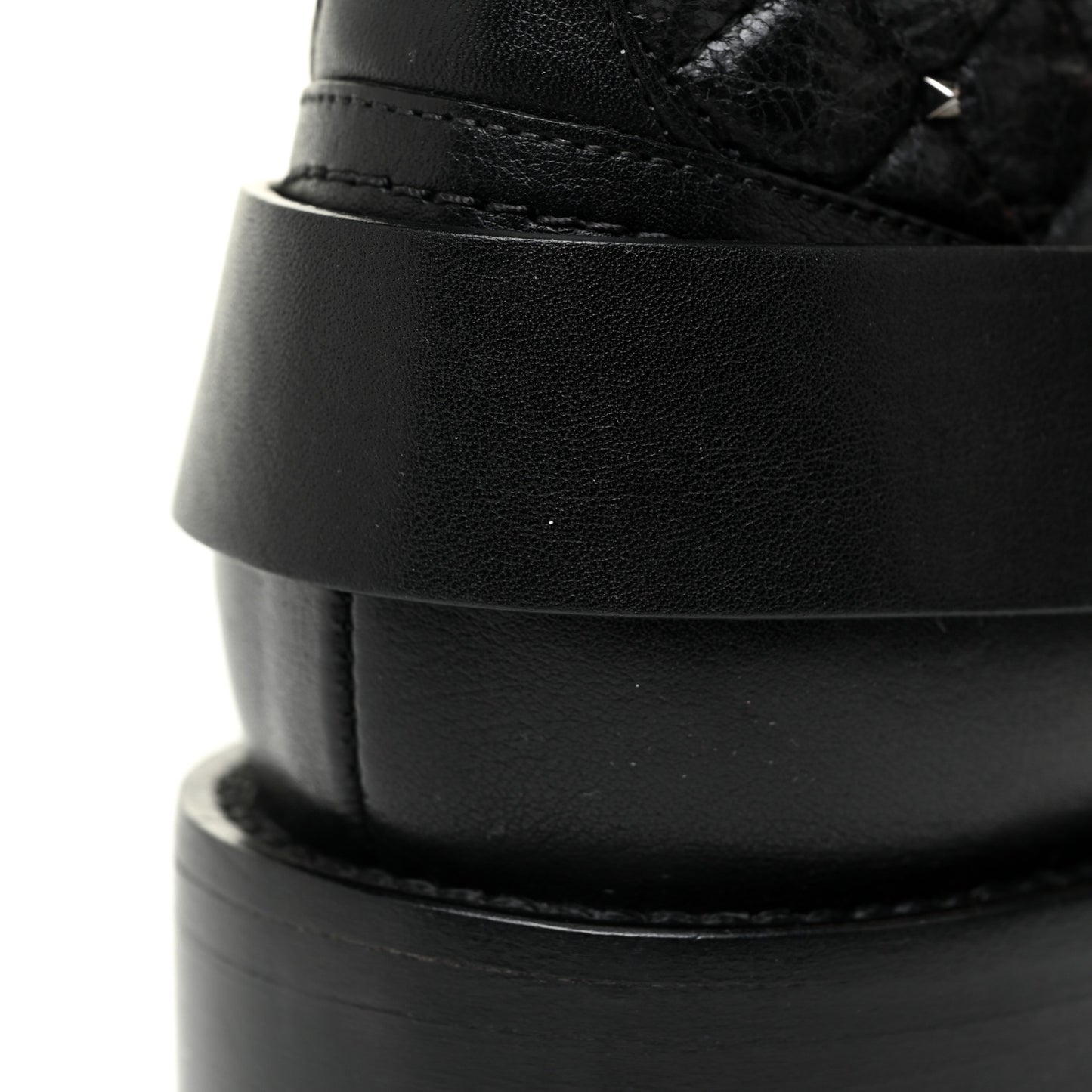 Crackled Lambskin Rockstud Spike 20mm Combat Boots 36.5 Black