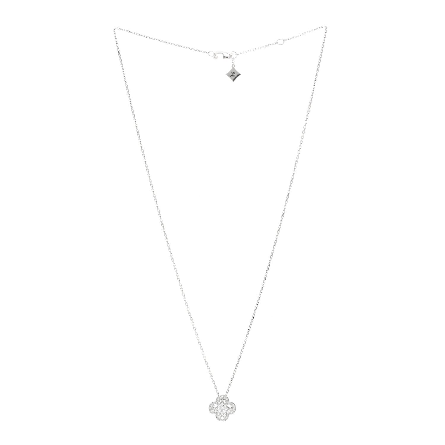 Louis Vuitton 18K White Gold Diamond Les Ardentes Pendant Necklace 3 of 4