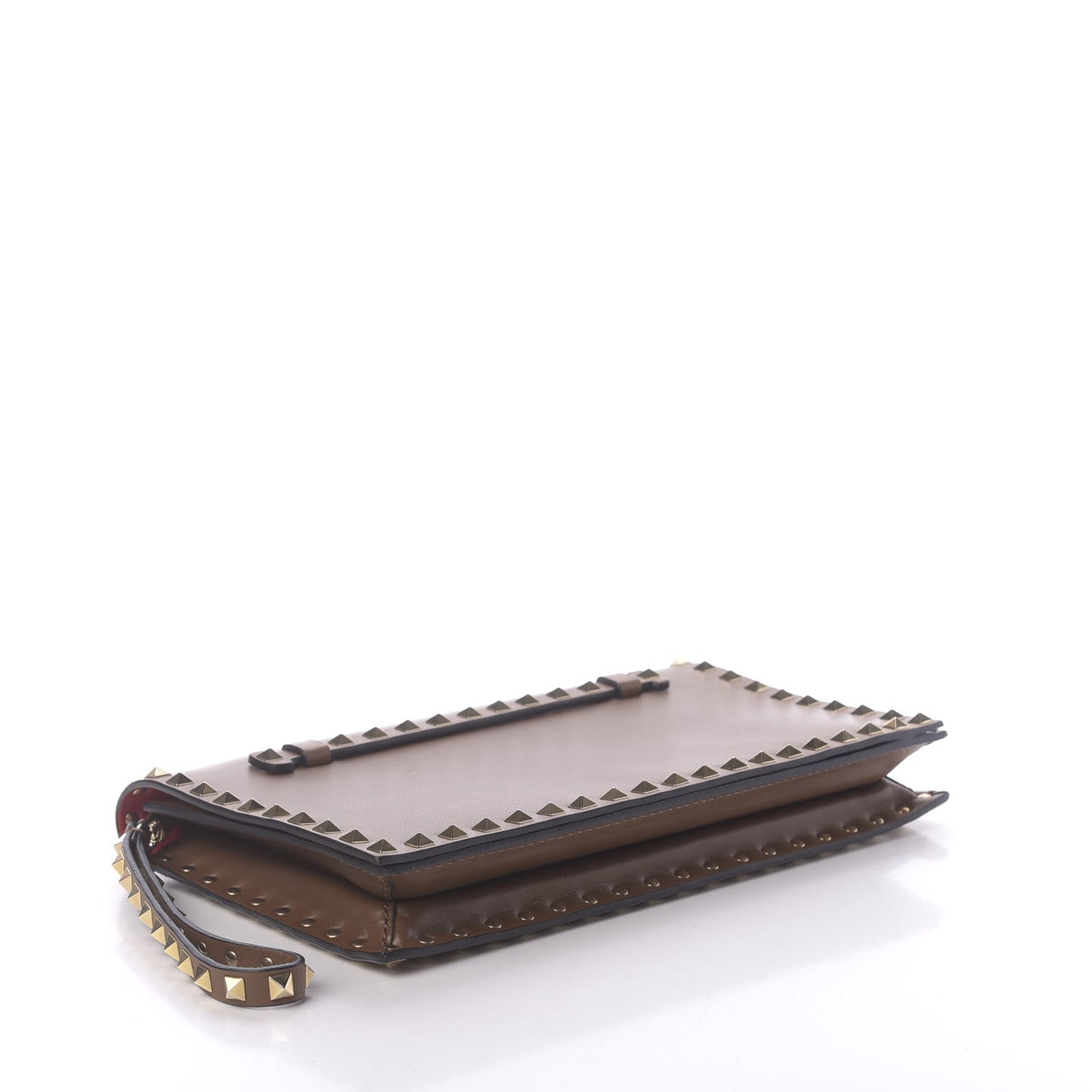Nappa Rockstud Wristlet Clutch Taupe