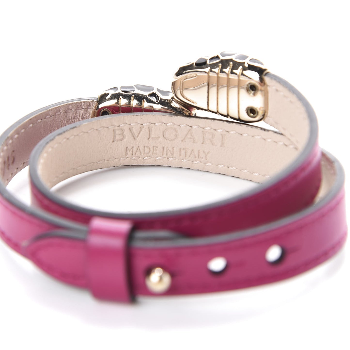 Calfskin Serpenti Forever Double Coil Bracelet Pink