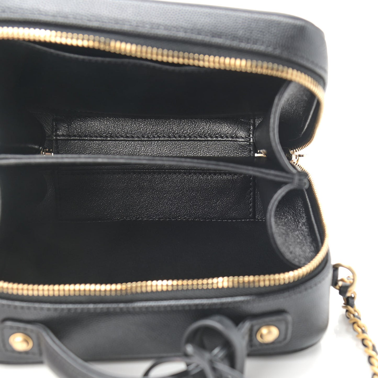 Caviar Quilted Small CC Filigree Vanity Case Black