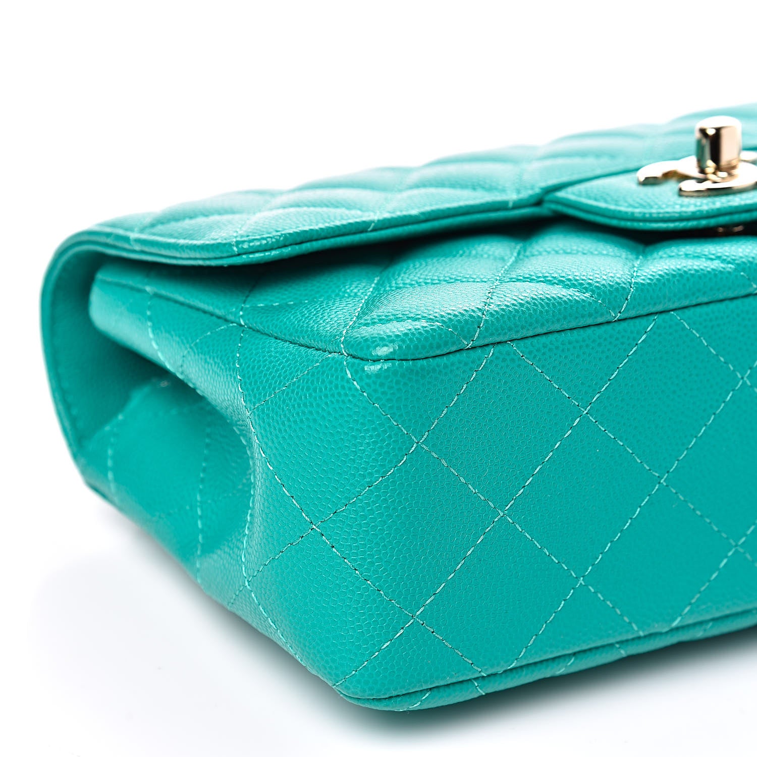 Chanel Caviar Quilted Mini Rectangular Flap Turquoise 9 of 10