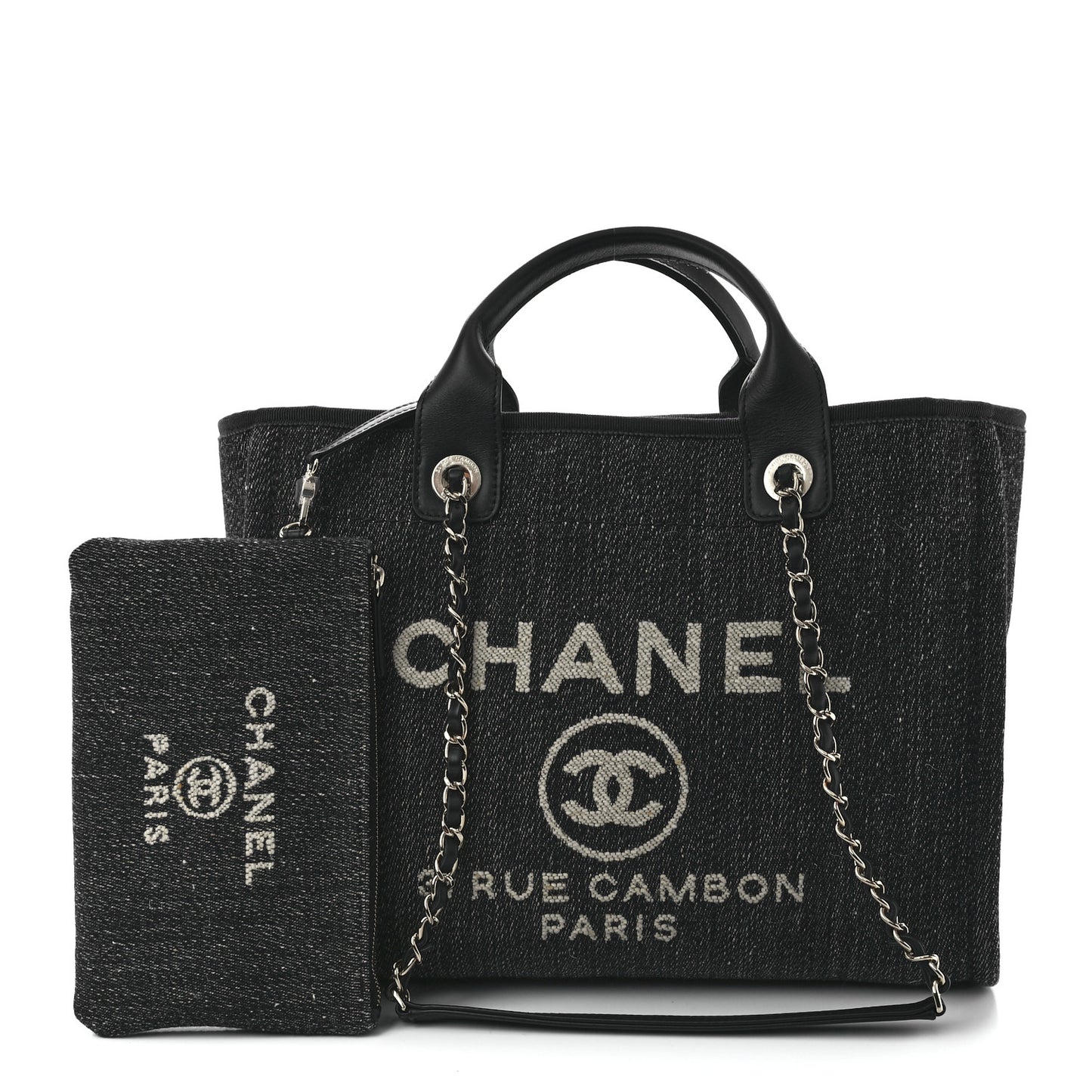 Denim Small Deauville Tote Dark Blue White