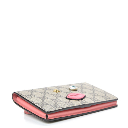 Gucci GG Supreme Monogram Embroidered Face iPhone 6 Case Wristlet Pink 3 of 8