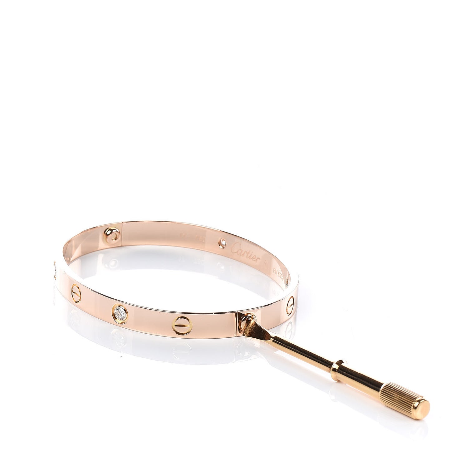 18K Pink Gold 4 Diamond LOVE Bracelet 17
