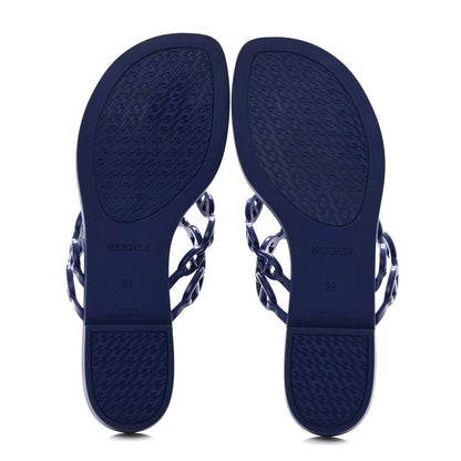 Hermes Rubber Chaine d'Ancre Island Sandals 38 Bleu Smalt 5 of 9