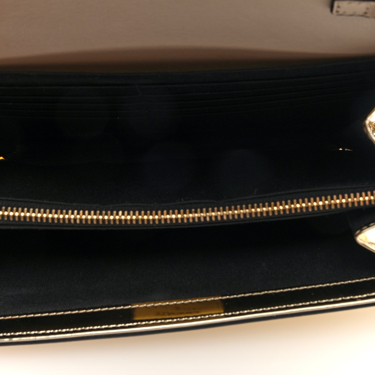 Metallic Calfskin Crystal Medusa Wallet On Chain Gold