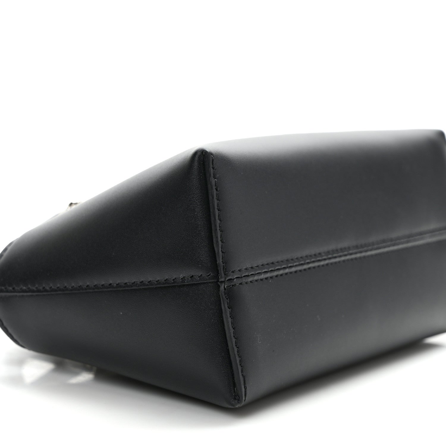 Fendi Vitello King Plexiglass Logo Embossed Mini By The Way Top Handle Boston Bag Black White 8 of 9