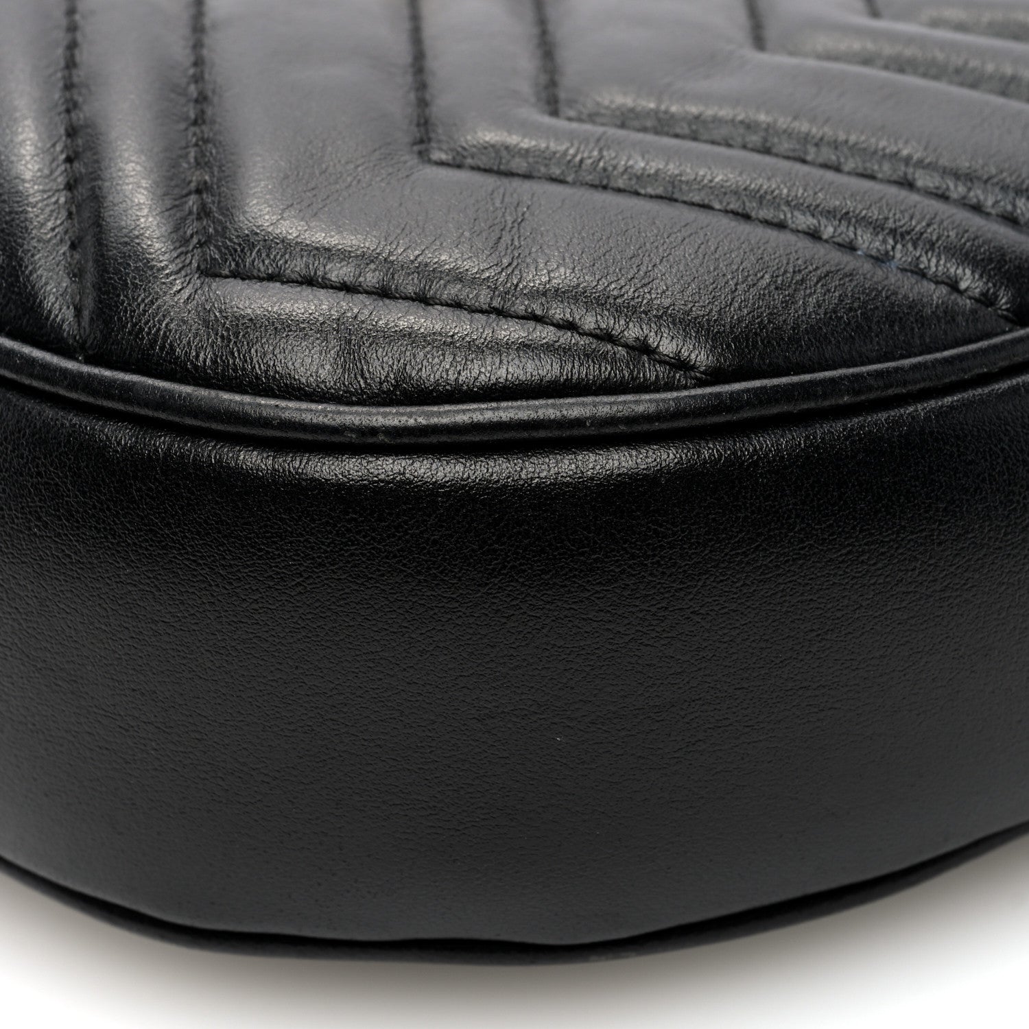 Gucci Calfskin Matelasse Chevron Mini GG Marmont Half Moon Hobo Black 9 of 10