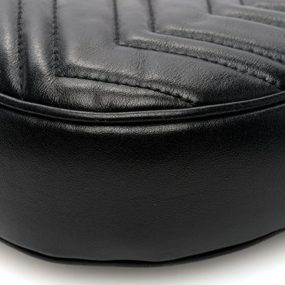 Gucci Calfskin Matelasse Chevron Mini GG Marmont Half Moon Hobo Black 9 of 10