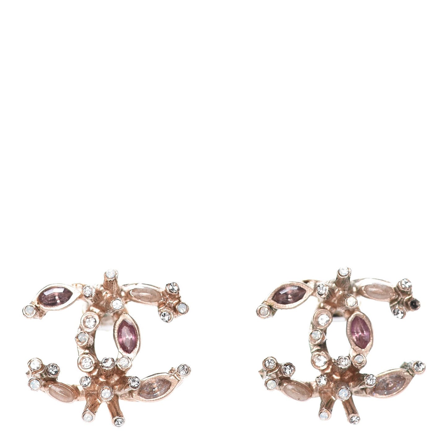 Crystal CC Earrings Gold Rose Violet