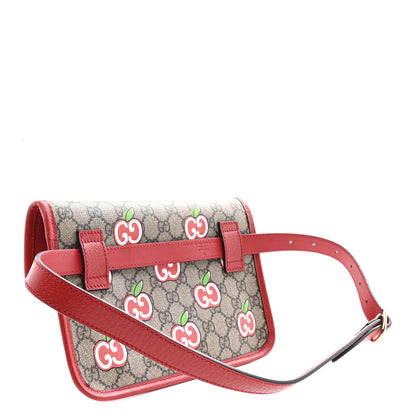 Gucci GG Supreme Monogram Apple Interlocking G Belt Bag Beige Multicolor Lobster Red 2 of 11