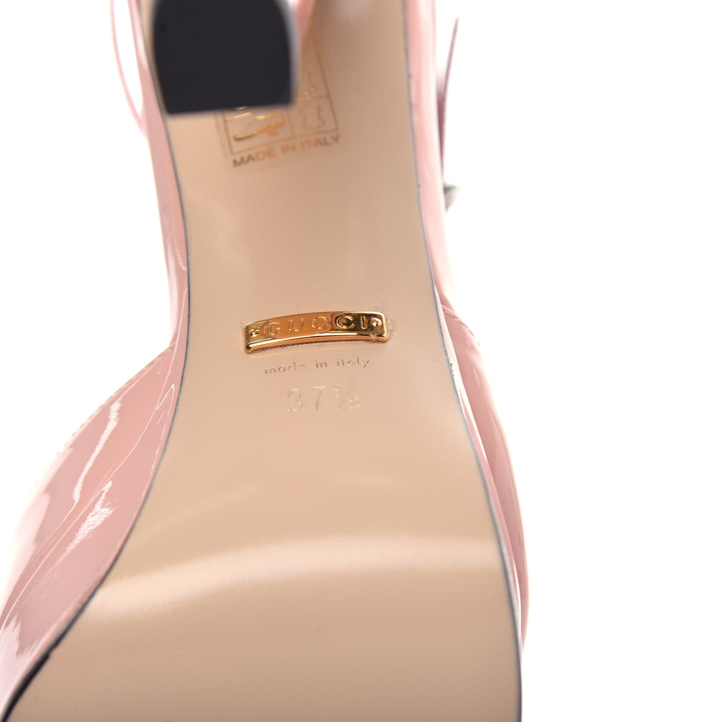 Patent Crystal GG Bow Sadie Spike Ankle Strap d'Orsay Platform High Heel Pumps 37.5 Perfect Pink