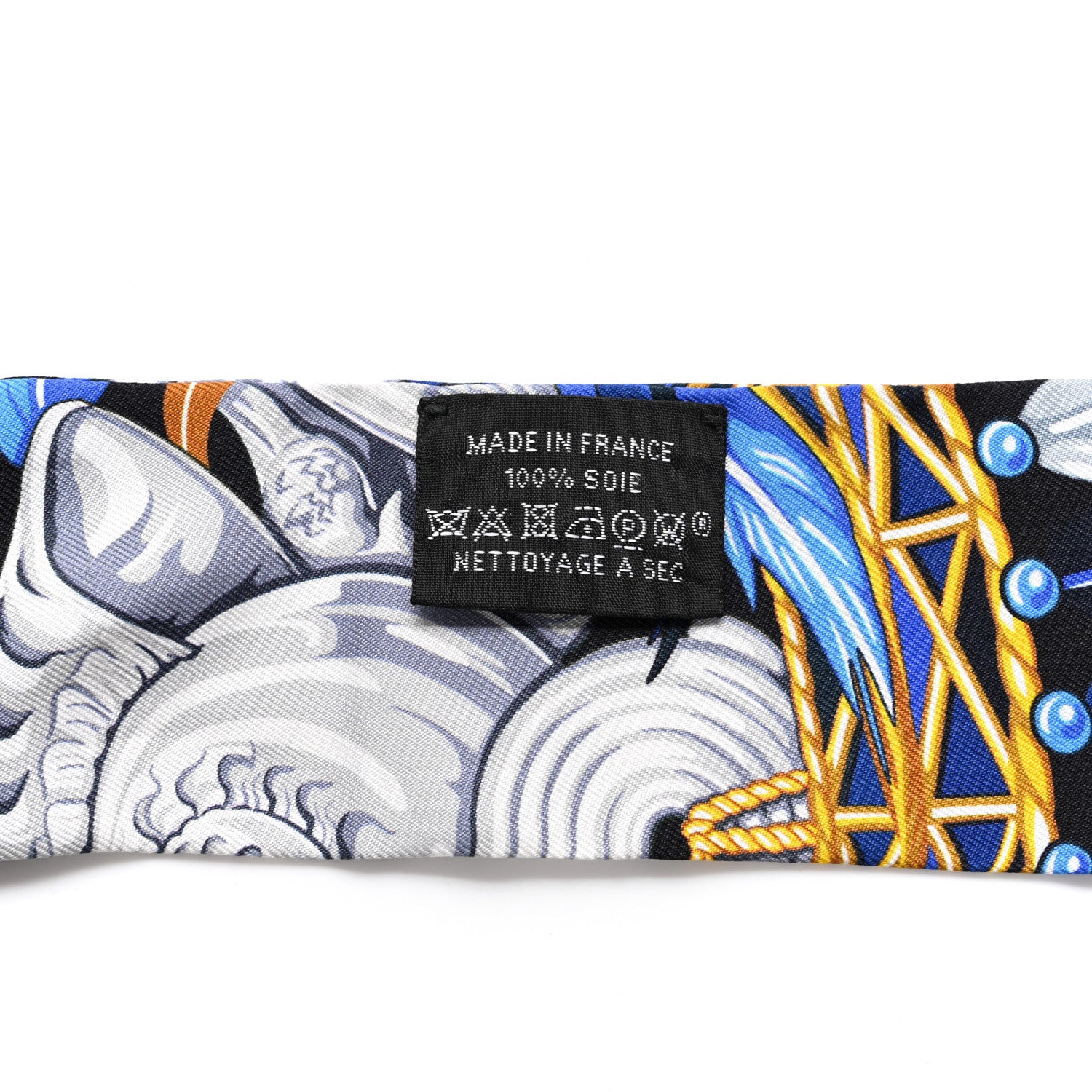 Hermes Silk La Danse Pacifique Twilly Bleu Nuit Jaune Vif 4 of 4