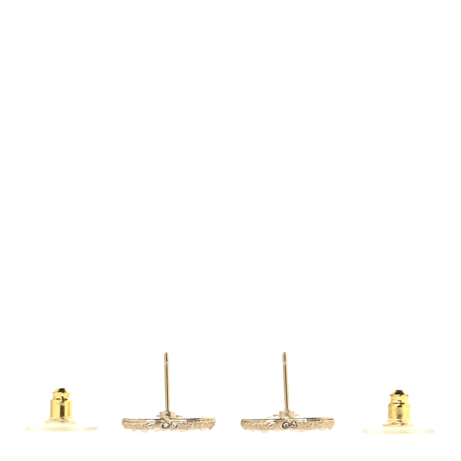 Chanel Metal Graduated Pearl Crystal CC Earrings Light Gold 3 of 5