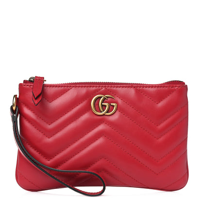 Gucci Calfskin Matelasse GG Marmont Wrist Wallet Hibiscus Red 1 of 11