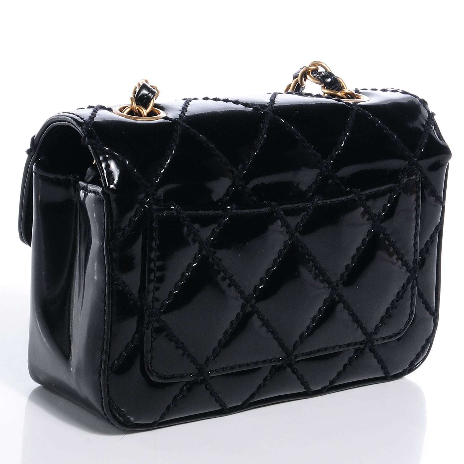 Chanel Patent Calfskin Quilted Mini Square Flap Black 3 of 8