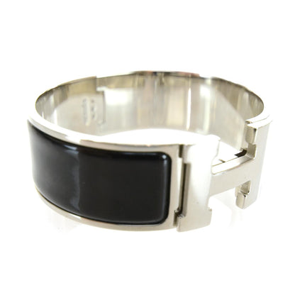 Hermes Enamel Clic Clac H Bracelet Wide Black Silver 3 of 5