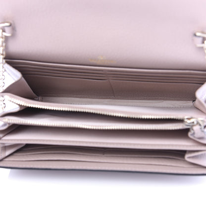 Valentino Garavani Pebbled Calfskin Rockstud Envelope Wallet on Chain Poudre 5 of 10