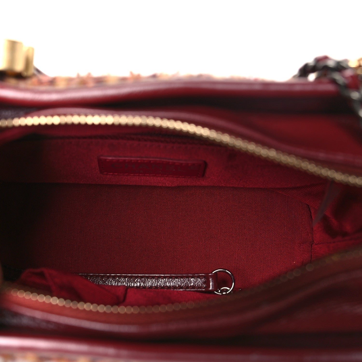 Chanel Tweed Calfskin Small Gabrielle Hobo Burgundy 5 of 10