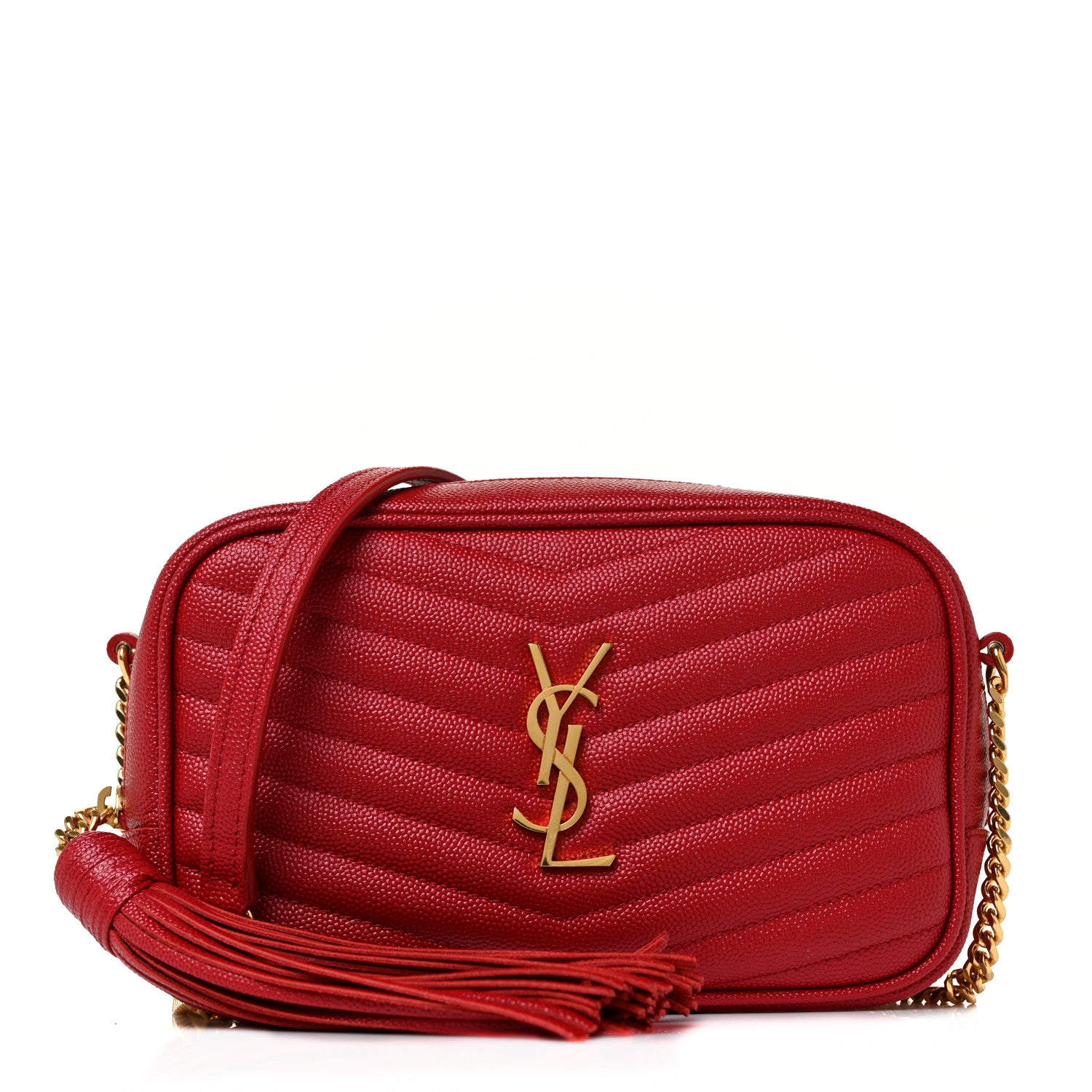 Saint Laurent Grain De Poudre Matelasse Monogram Mini Lou Camera Bag Eros Red 1 of 9