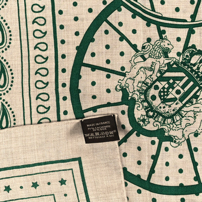 Hermes Cashmere Silk Stole Springs Bandana Shawl 140 Naturel Vert Black 3 of 4